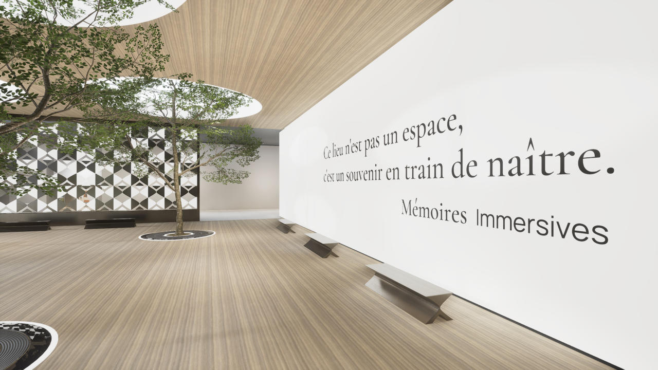 Citation espace d'accueil de la galerie Mémoires Immersives : ce lieu n'est pas un espace, c'est un souvenir en train de naître.